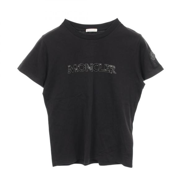 【美品】23年モデル モンクレール 高級ラインストーン Tシャツ ブラック S MONCLER（モンクレール） ロゴ ラインストーン クルーネック ブランド