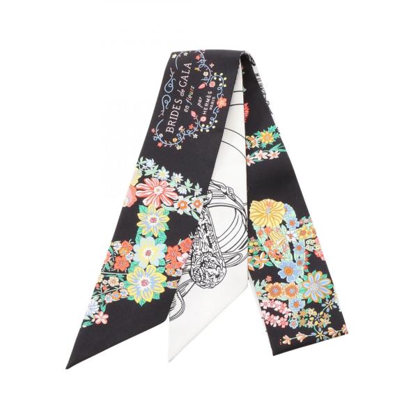 美品 HERMES エルメス ツイリーリボンスカーフBRIDES de GALA HERMES（エルメス） ツイリー Brides de Gala en Fleurs アイライナー