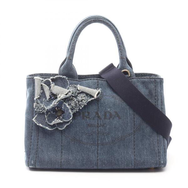 PRADA（プラダ） カナパ ブランドオフ デニム トートバッグ デニム