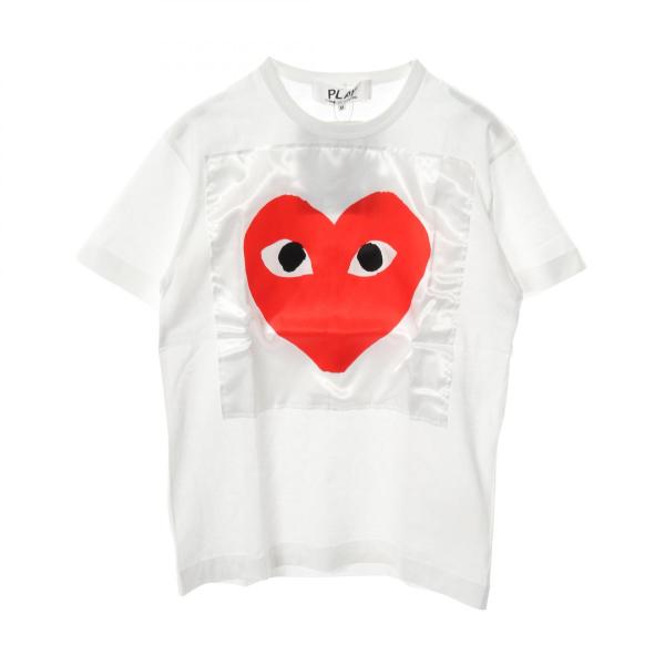 プレイコムデギャルソン PLAY COMME des GARCONS LOVE IS TENDER カットソー 衣料品 トップス コットン ポリエステル メンズ レディース ホワイト系 / レッド系 【中古】 プレイコムデギャルソン LOVE IS TENDER ブランドオフ PLAY COMME des
