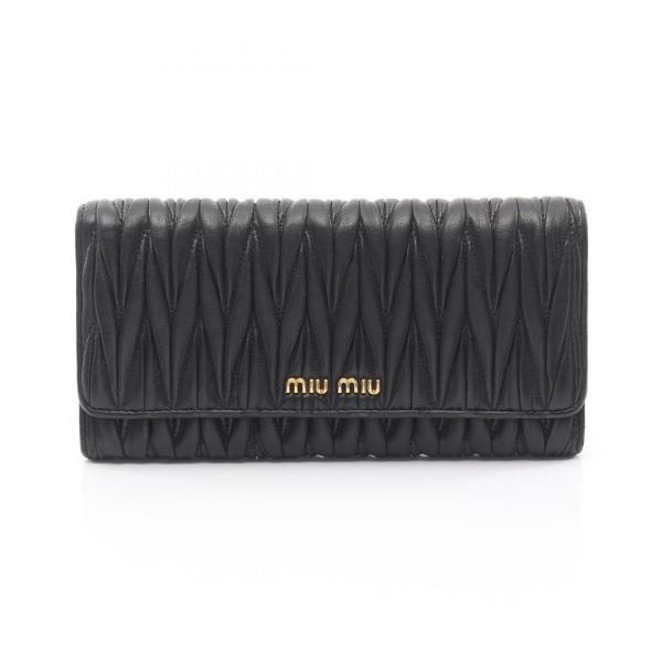 ミュウ MATELASSE'1 ブランドオフ Miu レザー 二つ折り長財布 中古