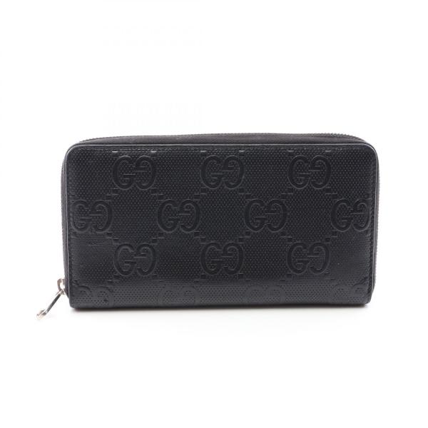 GUCCI（グッチ） GGエンボス ブランドオフ レザー ラウンド長財布