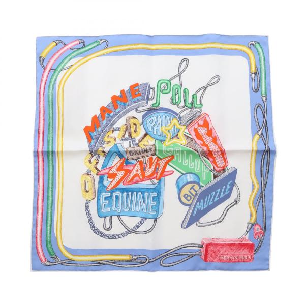 美品★HERMESエルメス★プチカレ45concertoシルクシフオンスカーフ HERMES（エルメス） プチカレ カレ45 CHEVALOSCOPE NEON ブランドオフ