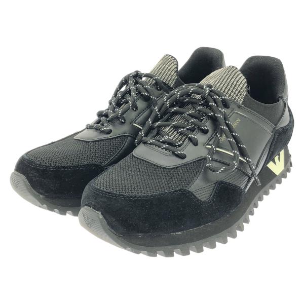 エンポリオ・アルマーニ Emporio Armani X4X616 レザー スニーカー ブラック スニーカー 靴 ファブリック メンズ レディース ブラック系 【中古】 EMPORIO ARMANI エンポリオ・アルマーニ X4X616 レザー スニーカー