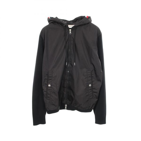 【希少】モンクレール ニット切替 ナイロンパーカー 黒 S相当 国内正規品 MONCLER（モンクレール） ニット切替 ジップアップパーカー ブランド