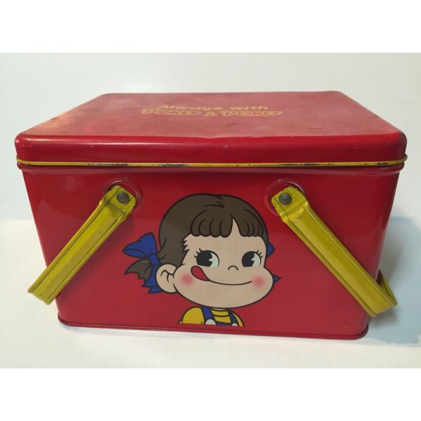 ✨超レア✨不二家　FUJIYA  ペコちゃん　当時物　ブリキ缶　BOX 不二家 ◎不二家ペコちゃん ブリキ缶 赤色 Always with