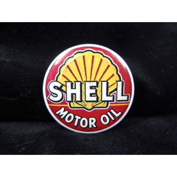 【缶バッジ/Button badge】SHELL MOTOR OIL ロゴマーク 缶バッジ 海外直輸入 バッジ バッチ PinBack Button Can badge ファッション雑貨 アメ雑 雑貨