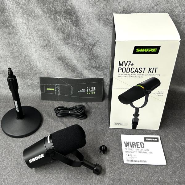 《アウトレット品》 ダイナミック マイク SHURE シュアー MV7+-K-J  (ブラック) + デスクトップスタンド付き [MV7+-K-BNDL-J]《国内正規品 2年保証》
