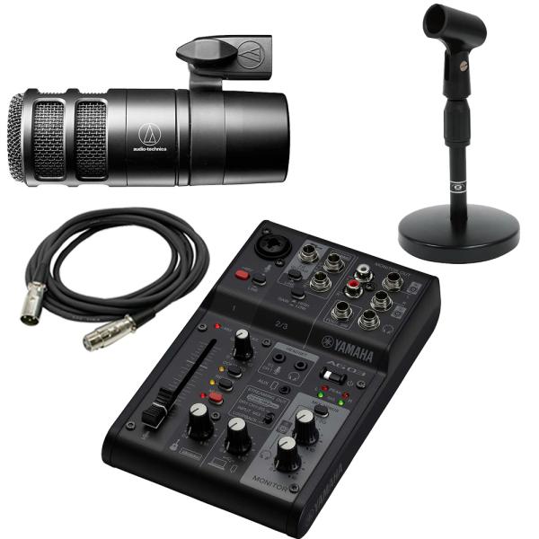 YAMAHA ミキサー ヤマハ AG03 MK2 B(黒) + マイクAT2040 + 卓上スタンドAD-11 + XLRケーブル(3m) 配信セット / 動画配信、ポッドキャスト 配信 マイク