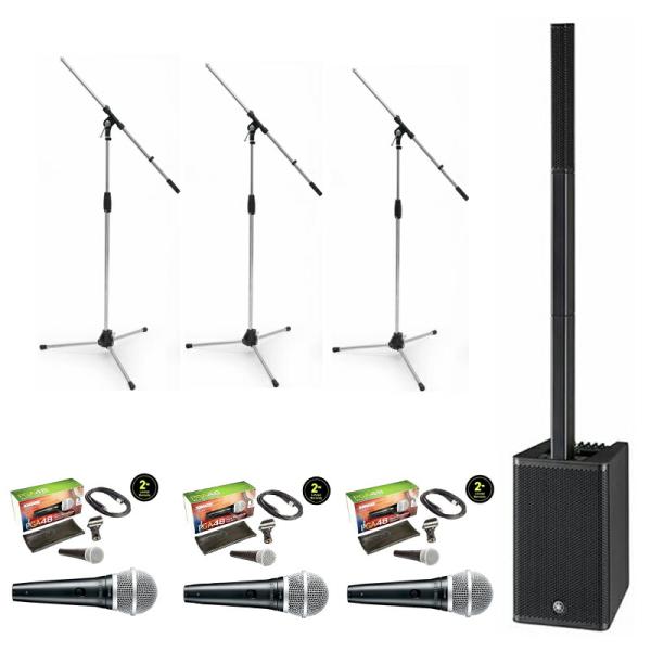 《新発売 即納可能》 YAMAHA STAGEPAS 1K mkII ポータブルPAシステム + PGA48XLR ダイナミックマイク 3本 + MS09C マイクスタンド 3本 セット