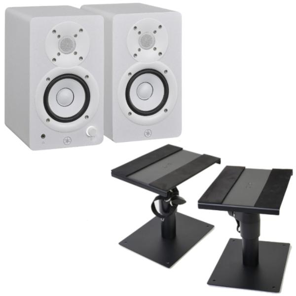 《在庫あり 即納可能》 パワードスタジオモニター YAMAHA ヤマハ HS3W ホワイト ペア + MOS-35 卓上 スピーカースタンド セット