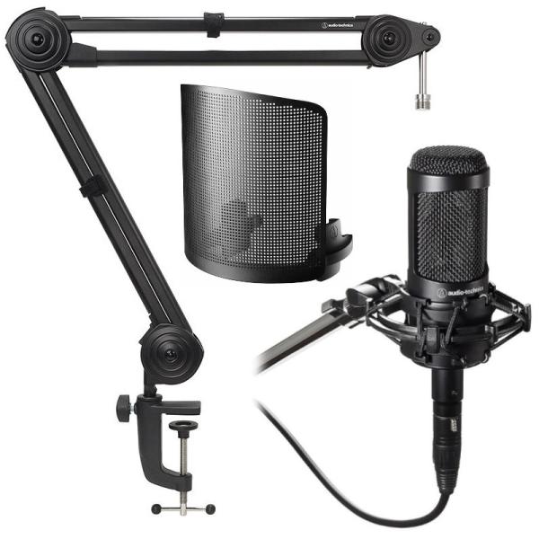 《在庫あり 即納可能》 audio-technica オーディオテクニカ サイドアドレスマイクロフォン AT2035 + アームスタンド  AT8700J + ポップフィルター AT8175 セット