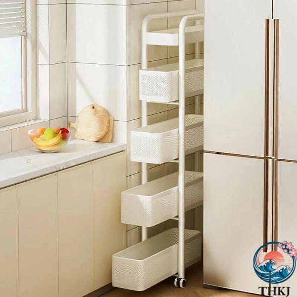 スリムキッチンワゴン 収納家具 キッチン家具 収納家具 キッチン家具 キッチンワゴン THKJ キャスター 付き スリム キッチン 収納 隙間収納 洗面所 新生活 収