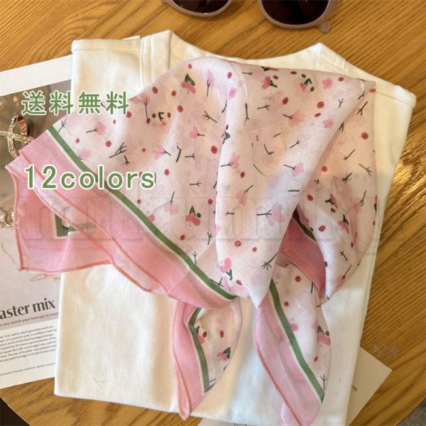 スカーフ 正方形 コットンストール ドット柄 花柄 薄手 シルクタッチ 紫外線対策 冷房対策 レディース 大人カジュアル プレゼント 母の日 春 夏