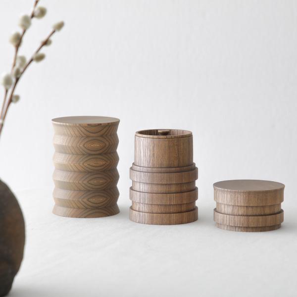 我戸幹男商店 KISEN 茶筒 段 鋸 山中漆器 G1307 GATO MIKIO 木製