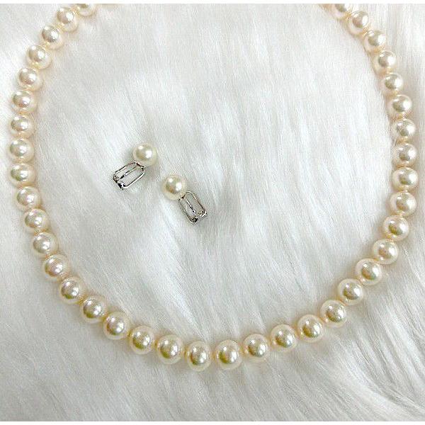 パールネックレスとイヤリング セット マジョリカ ローズ