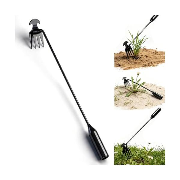草抜き根こそぎ除草アーティファクト根こそぎ除草ツール草取り 小型除草プーラー菜園鍬 ステンレス製 草削鍬 手動草抜き コンパクト ガーデン 熊手