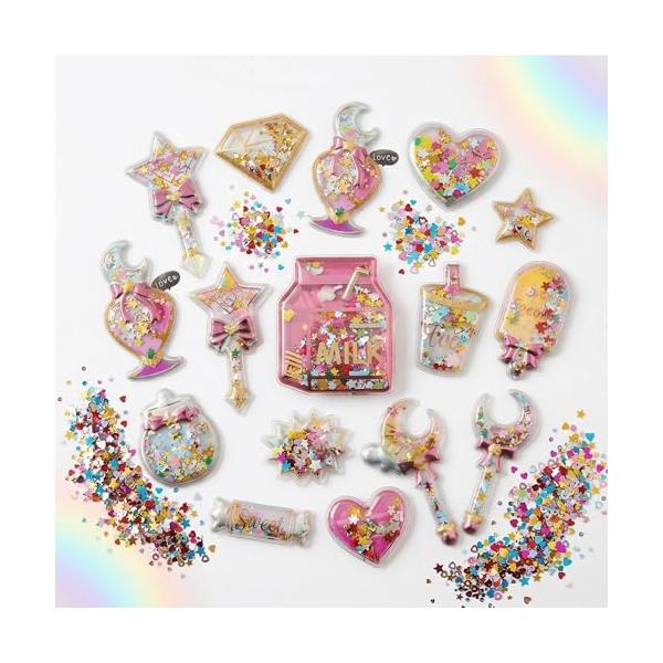 4枚セット【シャカシャカシール 立体シール】キラキラ 女の子 かわいい