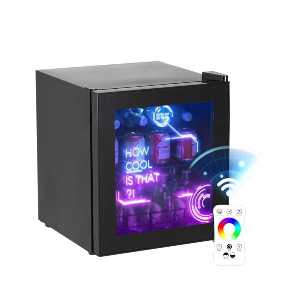 HCK ゲーミング冷蔵庫 48L ドリンク冷蔵庫 LEDネオン 大容量 右開き 1