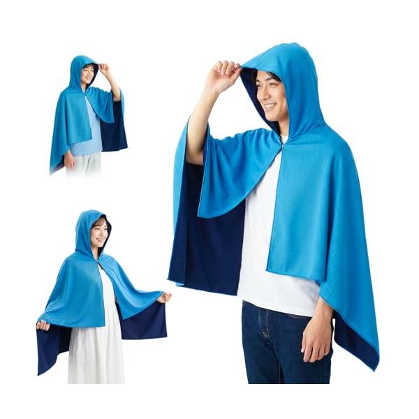[Qoosea] 冷感ポンチョ ひんやり 160×80cm大判 【屋外暑さ対策&肌温度-15℃冷感アイスポンチョ】冷却ポンチョ 冷感タオル 接触