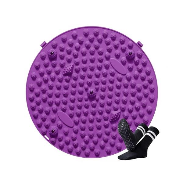 Purple/-/-・Color:Purple・【足ツボ マット】指圧ボード足裏マッサージ - 厚みのある円形デザイン、直径37CM。重さは約200グラムです。硬いプラスチックではなく、高品質なTPE素材を使用しており、適度な柔らかさと強度...
