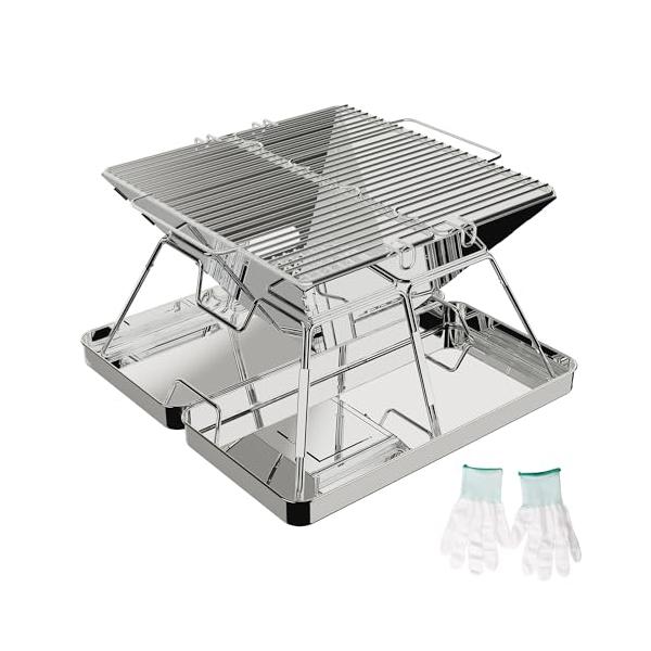 正方形（厚いグリルメッシュ）銀色/-/KHW-SKL203・Style:正方形（厚いグリルメッシュ）・【仕様】重量:3.1 kg、使用サイズ：約38.5 x 39.5 x 21.5 cm、折りたたみ収納寸法(約):38.5×19.8×6 c...