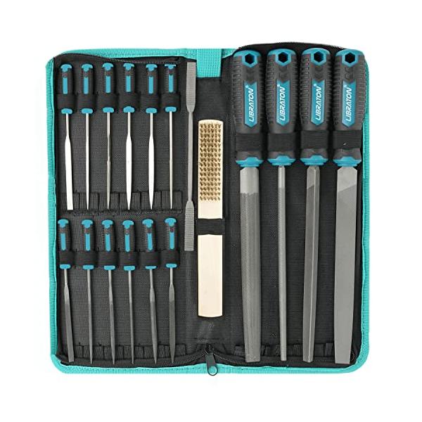 メタリック/34.50 × 15.00 × 5.50 cm/911105・PatternName:16本組・パッケージ個数:1・【セット内容】31点の金属ヤスリセットには、平、半丸、丸、三角の200mm金属ヤスリ4本；丸、半丸、四角、平、く...