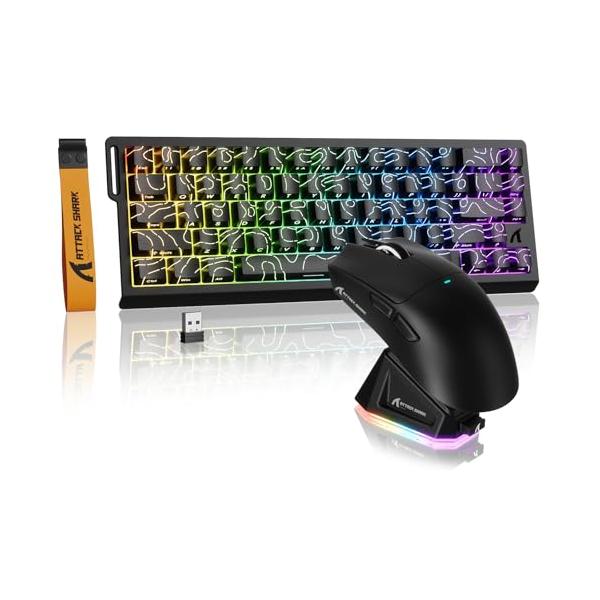 ATTACK SHARK X68PROHE &X11ゲーミングキーボードマウスセット2in1ラピットトリガー磁気スイッチ 3モード RT0.01