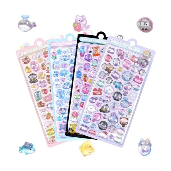 カワイイ動物 + 翡翠のウサギ + 雲 + 海/4枚セット/-・Size:4枚セットColor:動物 + 翡翠のウサギ + 雲 + 海・【セット内容】?可愛い動物やスイーツをモチーフに、柔らかいデコレーション加工が施されたふんわりシール計 ...