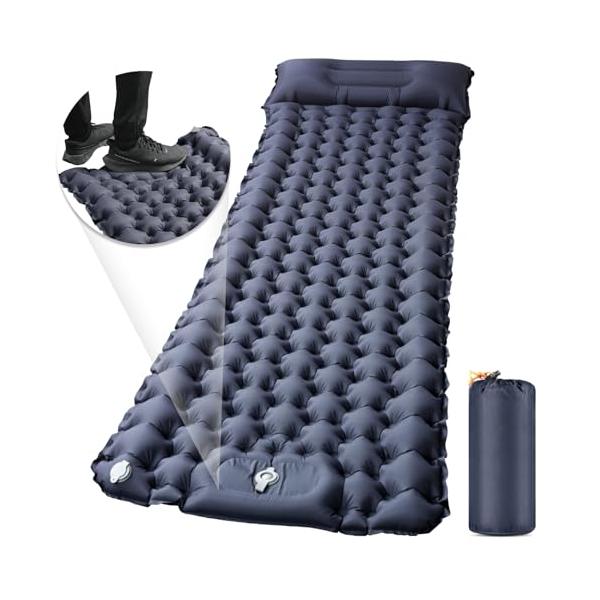 他サイト： エアーマット キャンプ マット【30s膨らむ・10CM厚さ】足踏み式/高反発スポンジ 無限連結可能 R値4.0/9.5 車中泊 防災 厚手 枕付の商品画像