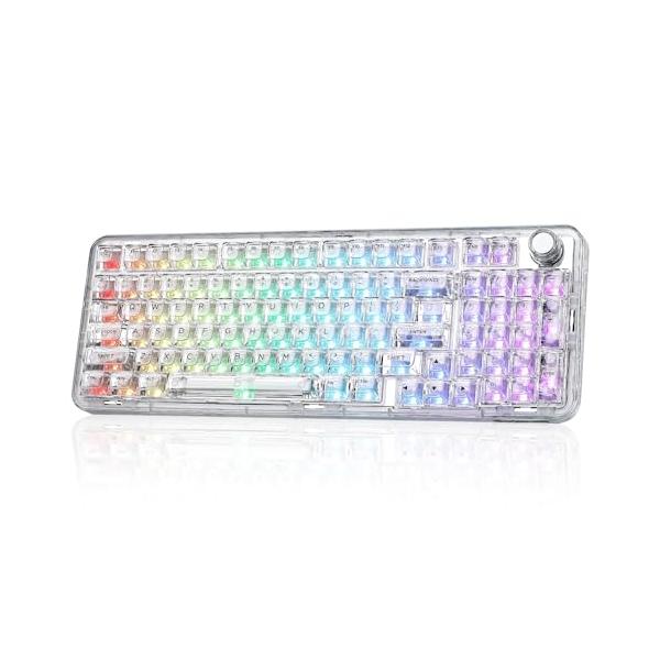 YUNZII X98 QMK/VIA対応 ワイヤレス メカニカルゲーミングキーボード 透明キーキャップ 3モード接続 BT5.0/2.4GHz/