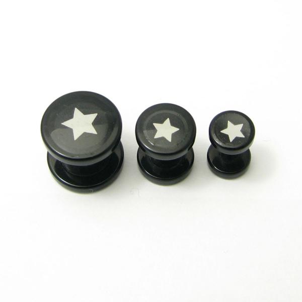 ボディピアス アクリル製 トンネル 星 スター ブラックベース actn1500