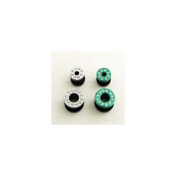 ボディピアス アクリル製 トンネル ジルコニア付 ブラックベース ACTN600