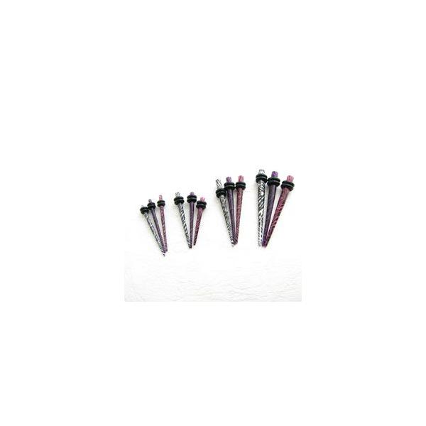 ボディピアス ゼブラ柄 アクリルストレッチスティック 拡張用 １２G １０G ８G ６G ass100