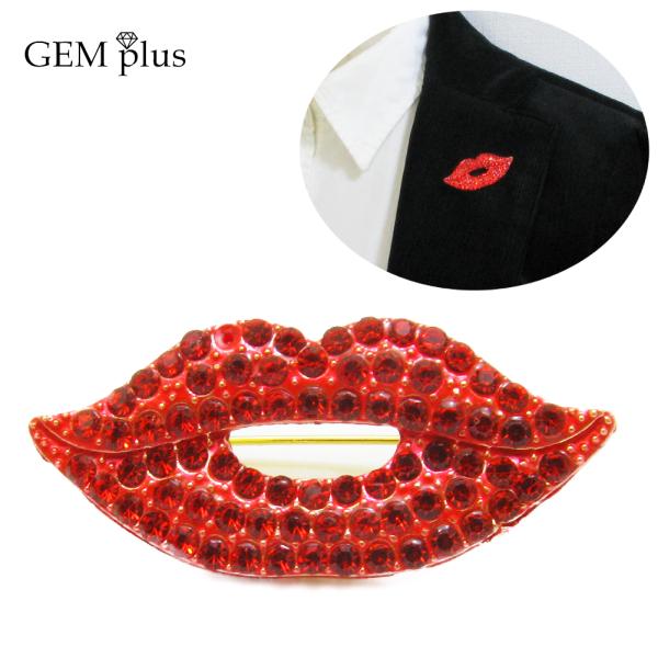 ブローチ レディース メンズ リップ 唇 キスマーク 赤い くちびる