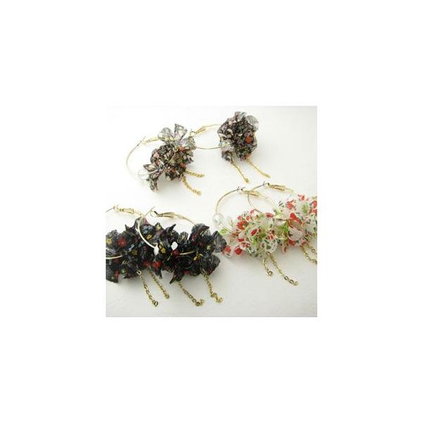 ピアス カワイイ小花柄 フラワーフープピアス KP19063-65