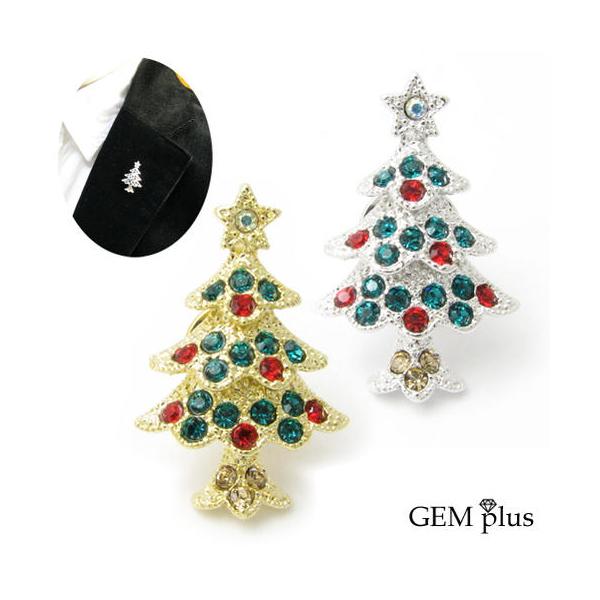 ピンブローチ ラペルピン クリスマスツリー GEM plus KS39021