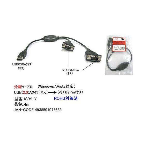 USB ^CvA IX  VA 9Pin IX x2 zP[u 0.4m UC-USB9-Y