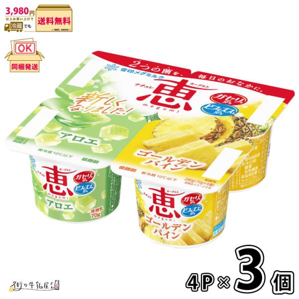 ナチュレ 恵 megumi アロエ＋ゴールデンパイン 70g×4P 3個 【3980円対象】 【冷蔵同梱】