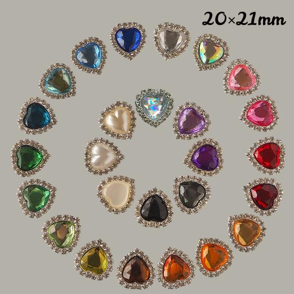 キラキラ ハート型 センターパーツ 貼り付けパーツ1個　50円サイズ： 約2cm（ 20mm ）台座カラー： シルバー☆数量1で1個☆ご希望のカラーを選んでください※お色は管理用で、実際のお色とは異なる場合がございます*:..。☆*゜¨゜゜...