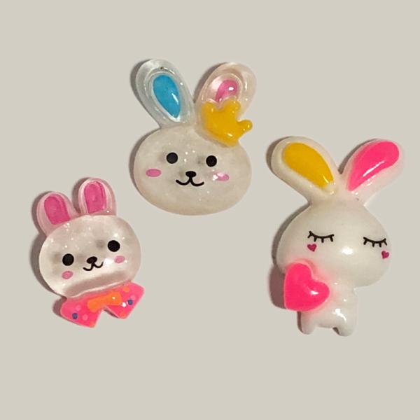 全3種 りぼん うさぎ アニマル デコパーツ2個　50円サイズ： A 約1.2cm×1.8cm（12mm×18mm ）　　　　　 B 約1.6cm×2.2cm（16mm×22mm ）　　　　 C 約1.6cm×2.6cm（16mm×26mm...
