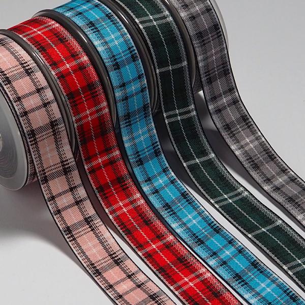 全5色 チェック柄が可愛いファブリックリボンリボン幅：2.5ｃｍ（25ｍｍ）☆ 数量1で1ｍ ☆ご希望のカラーをお選びくださいA： ピンク系チェック柄 B： 赤系チェック柄 C： 水色系チェック柄 D： グリーン系チェック柄 E： グレー系...