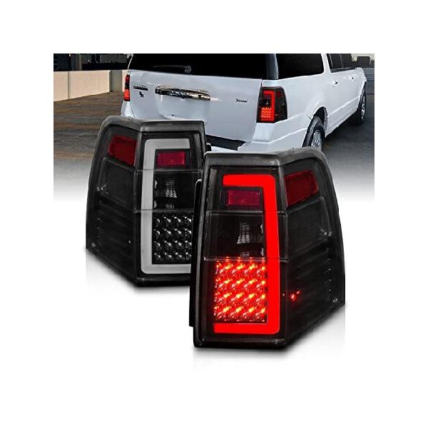 AmeriLite for 2007-2017 Ford Expedition LED C-Type Tube Smoke Black  Replacement Tail Lights Set - Passenger and Driver Side