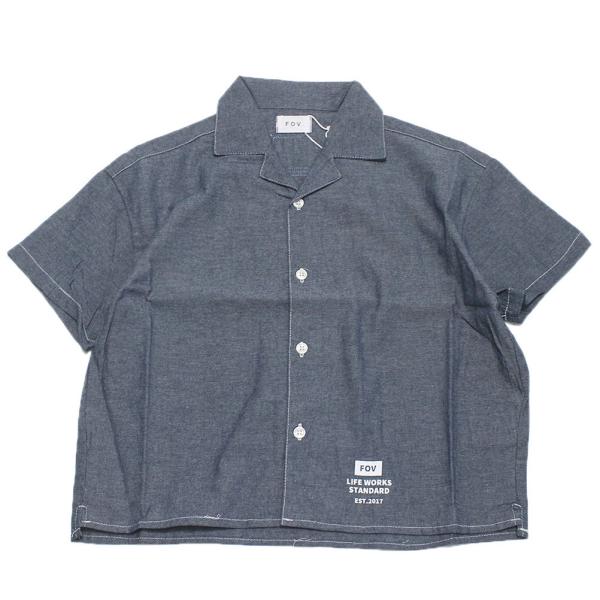 FOV フォブ“フォブ”のダンガリーオープンカラーシャツ・ダンガリー素材を使用した開襟シャツ・薄手で軽い着心地なので夏場も快適・あえて洗いざらしで仕上げたカジュアルな仕上がり・1枚でも重ね着でも着こなしの幅が広がるアイテムmodel：身長1...