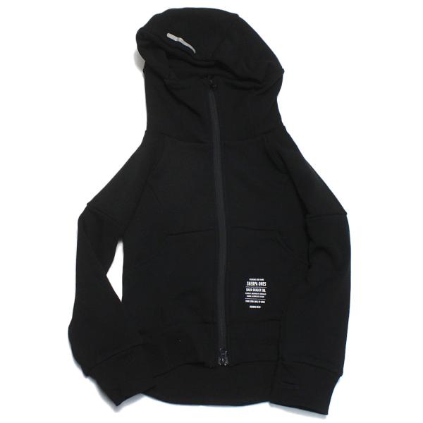 highking ハイキング“ハイキング”のstealth フーディー・ストレスフリーな着用感と抜群の保温性を持つ、忍者パーカー・フルフェイスのヘルメットの様なフード・袖口にはサムホールが付いた防寒バッチリの1枚・サムホールの配色パイピング...