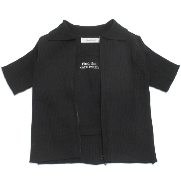 Love toxic ラブトキシック“ラブトキシック”のインナー（キャミソール）付ZIPカーディガン・スポーティやカジュアルにコーデが決まるインナー付きカーディガン・カーディガンはリブ編みで伸縮性抜群・着丈は短めに設定し、すっきりとしたタイ...