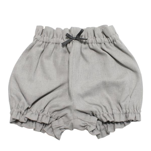 maarook マルーク“マルーク”の杢ツイルbabyブルマ・ボリュームのあるシルエットのベビーブルマ・ナチュラルな杢カラーが上品な印象・ウエストに華奢なリボン付き・ユニセックスで着用可能・裾口、ウエストはゴム仕様・コーディネート可能な同素...