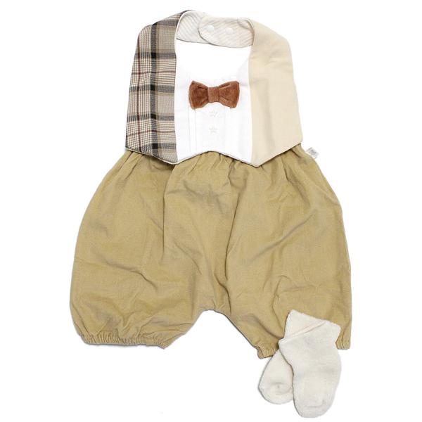 mocmof モクモフ“モクモフ”のおめかしギフトセット(フォーマル)・手土産に丁度いいプチプラギフト・スタイ×バルーンパンツ×ソックスのおめかしセット・スタイには3種類の生地を使い複雑なデザインに・裏地はワッフル時を使用した肌触り＆吸水性...