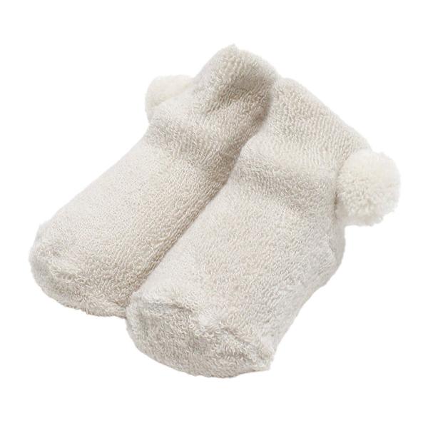 mocmof モクモフ“モクモフ”のベビー パイル ソックス(COLORS)・柔らかなペールトーンのベビーソックス・サイドのポンポンがポイント・足裏にはすべり止め付き・柔らかな穿き心地で、通年使えるパイル素材関連キーワード:ベビー BABY...