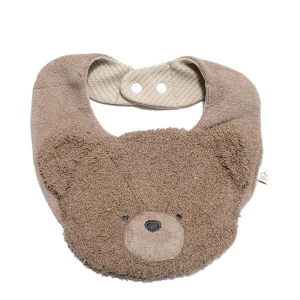 mocmof モクモフ“モクモフ”のテディ ベア スタイ・ふわふわのテディベアが目を惹くスタイ・コーディネートのアクセントにぴったり・表面はパイル、裏地は吸水性の高いワッフル地・厚みがあるのでよだれがお洋服まで染みにくいのも◎・スナップボタ...